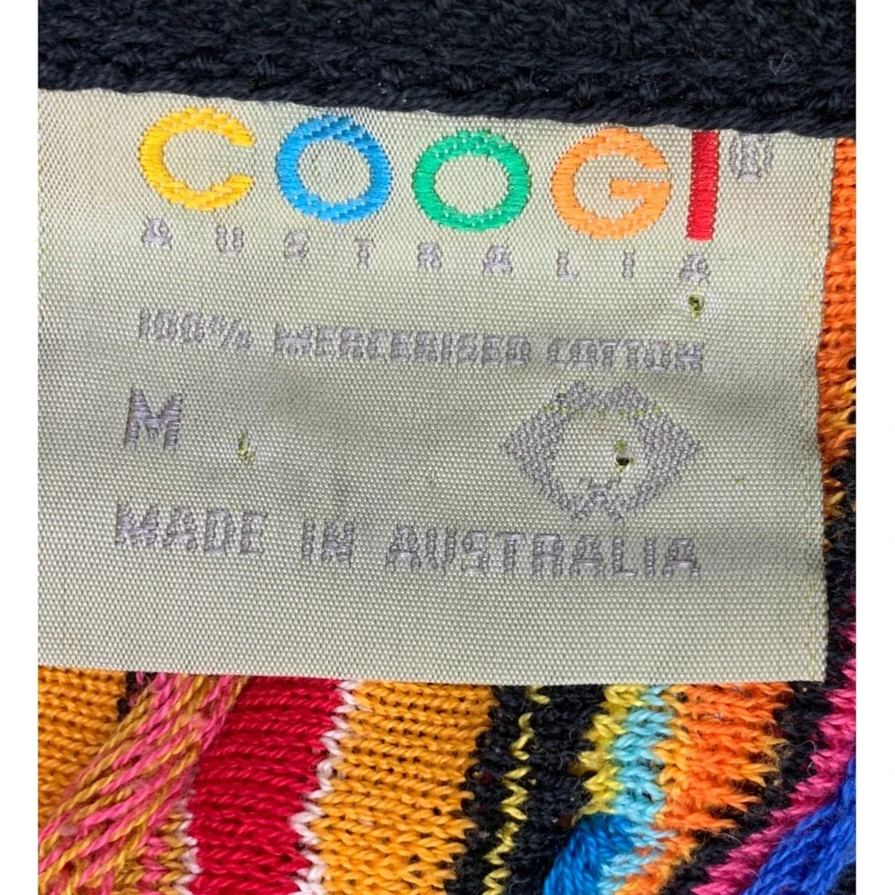 Coogi Australia Vintage 3D Knit Cardigan Sweater Multi Color Cotton Womens M - Picture 4 of 9